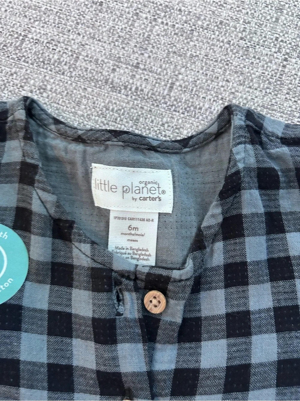 Carter’s Black and Gray Plaid Baby Dress with Bloomers. NWT. Size 6M